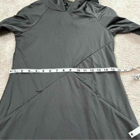 Betabrand Red Eye Charcoal Gray Long-Sleeve Travel Dress Size Small Hooded - Picture 8 of 13